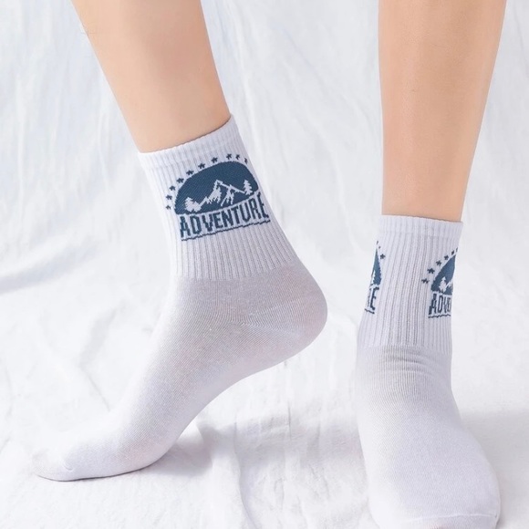 Accessories Boutique Adventure White Ribbed Crew Socks Poshmark
